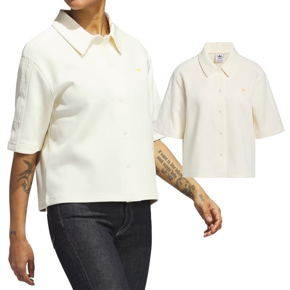 adidas Tops - Adidas Off-White Button-Up Polo